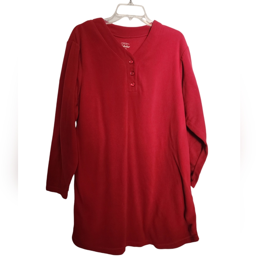 Cabela's 3 button fleece long sleeve night shirt SZ Large Reg.